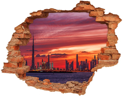 Autocollant à effet 3d trou Coucher de soleil sur Dubaï