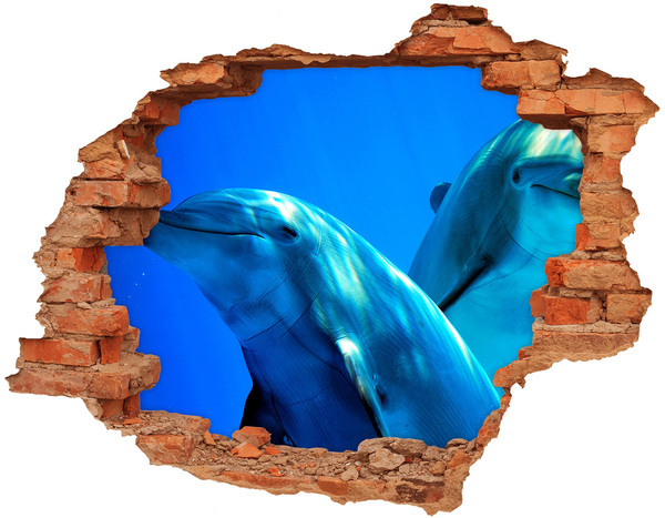 Sticker mural effet trou Des dauphins dans l'océan