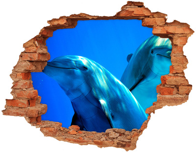 Sticker mural effet trou Des dauphins dans l'océan