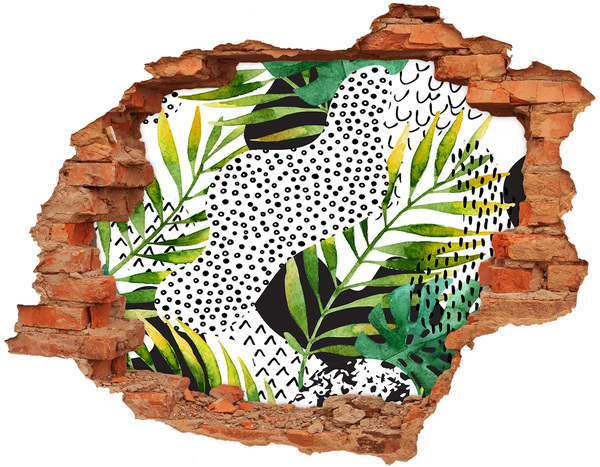 Autocollant à effet 3d trou Illustration de feuilles brique