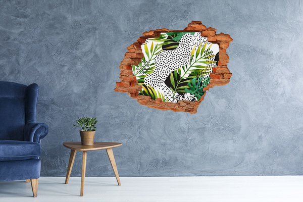 Autocollant à effet 3d trou Illustration de feuilles brique