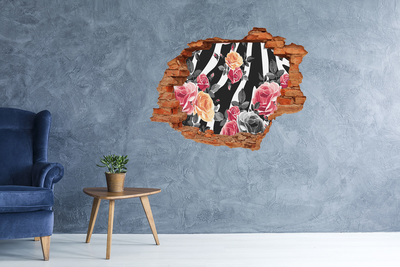 Autocollant à effet 3d trou Photo florale prise depuis du béton