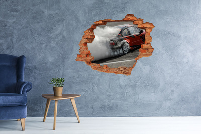 Autocollant à effet 3d trou Voiture de course en action