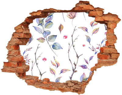 Autocollant mural trou Illustration de feuilles brique