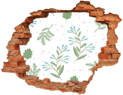 Sticker mural effet trou Feuilles brique