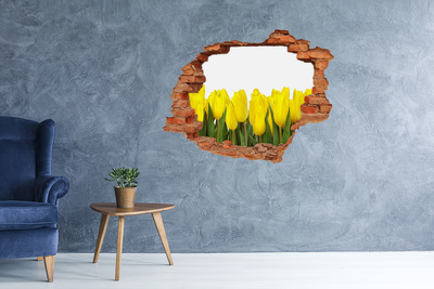 Sticker mural effet trou Des tulipes dans un trou dans le mur