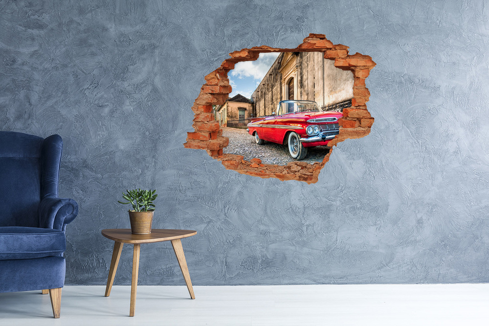 Sticker mural effet trou Chevrolet rouge brique