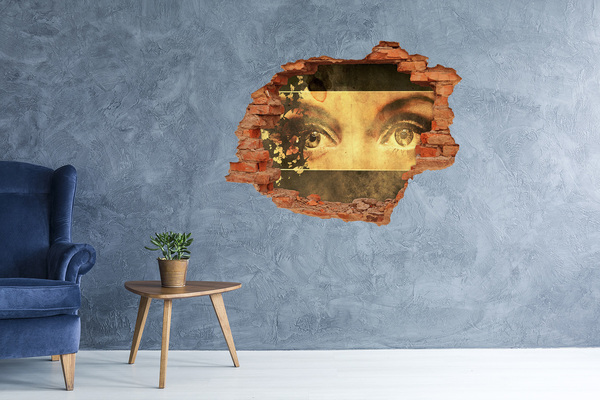 Sticker mural effet trou Des yeux derrière le mur