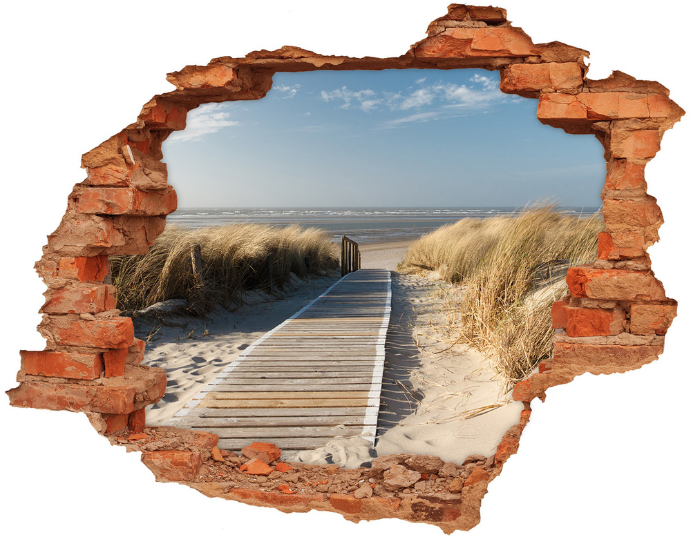 Autocollant à effet 3d trou Chemin sur la plage brique