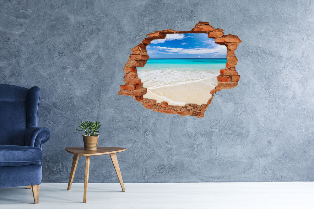 Sticker mural effet trou Plage exotique mer brique