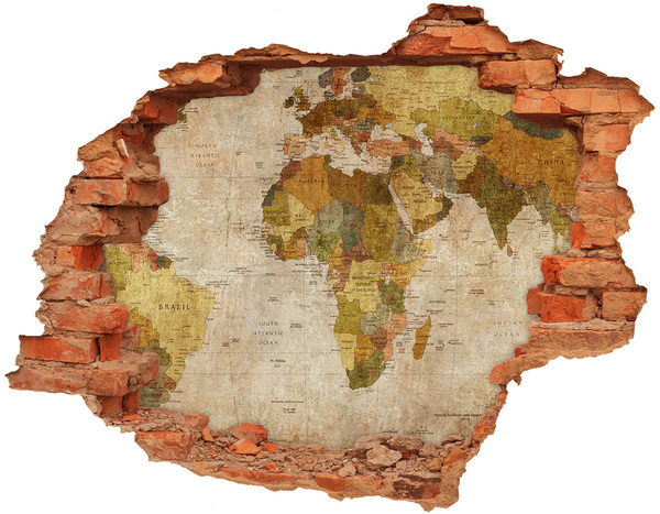 Autocollant à effet 3d trou Carte de l'Afrique au mur