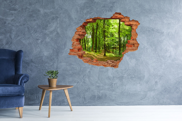 Autocollant à effet 3d trou Forêt verte sous les rayons du soleil