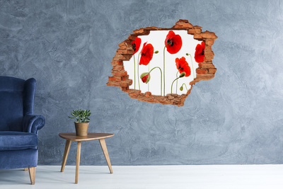 Autocollant mural trou Les coquelicots rouges fleurs des champs brique