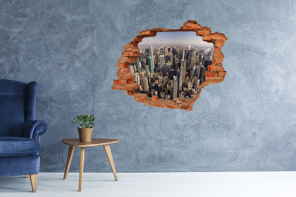 Sticker mural effet trou Lot d'oiseaux de New York brique