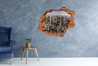 Sticker mural effet trou Vue de New York