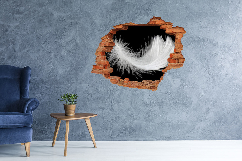 Sticker mural effet trou Plume brique