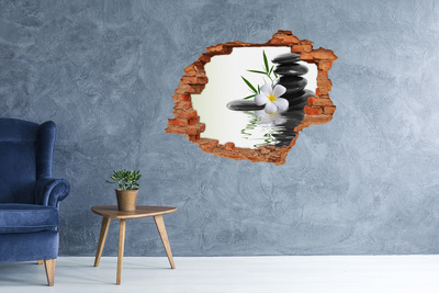 Sticker mural effet trou Pierres zen brique