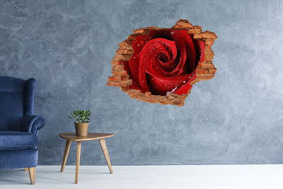 Autocollant mural trou Rose gouttes brique