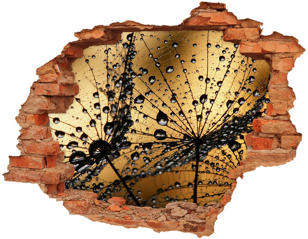 Sticker trou dans le mur Des gouttes sur les feuilles