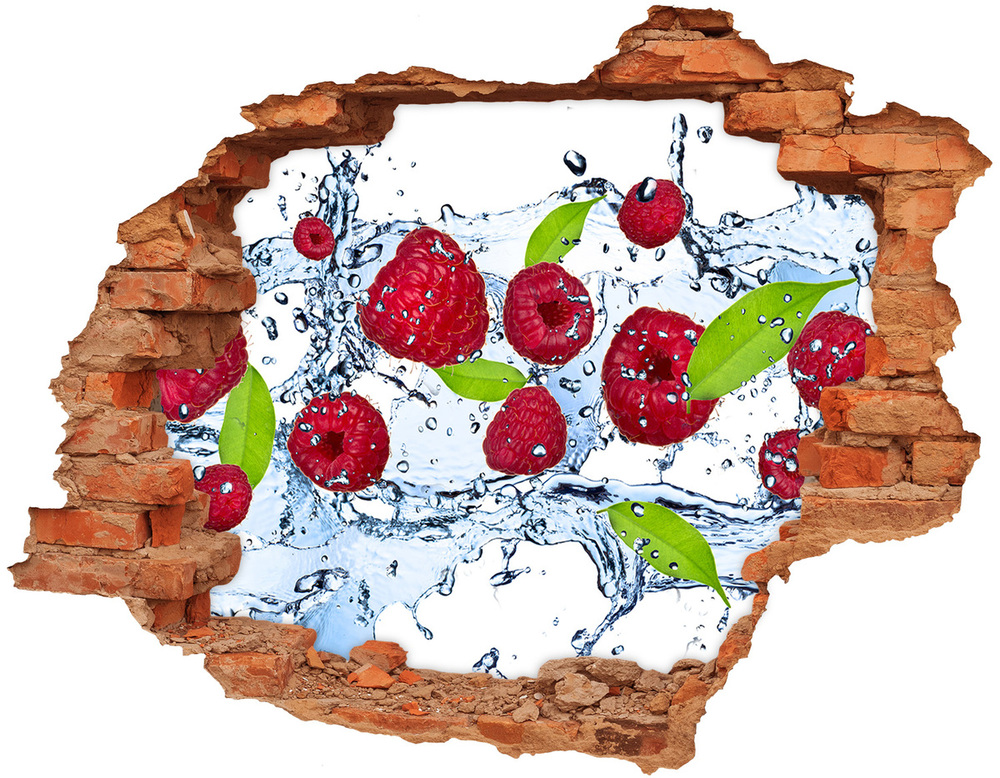 Sticker mural effet trou Framboises et eau brique