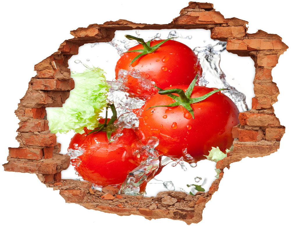 Sticker trou dans le mur Tomates et laitue brique