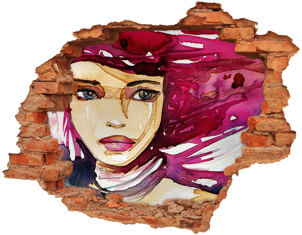 Autocollant mural trou Femme d'abstraction brique