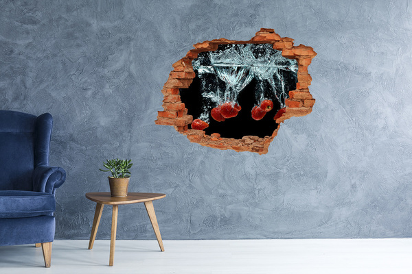 Sticker mural effet trou Explosion de fruits dans l'eau