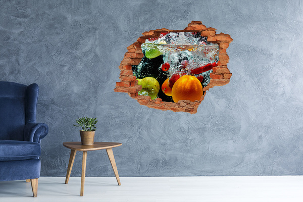Autocollant mural trou Explosion de fruits dans l'eau