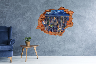 Autocollant à effet 3d trou La silhouette de New York la nuit