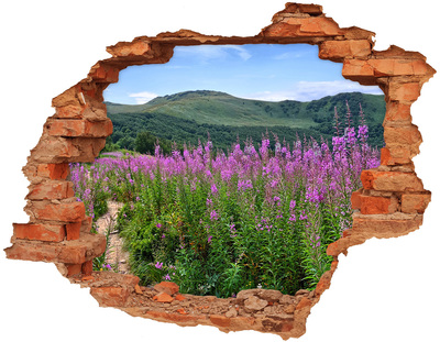 Autocollant à effet 3d trou Paysage floral dans les montagnes