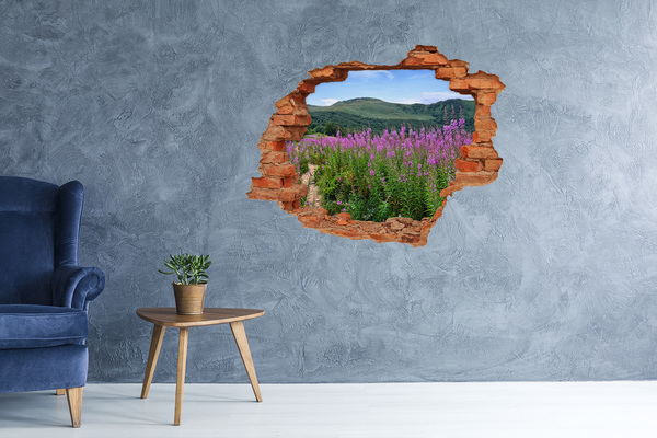 Autocollant à effet 3d trou Paysage floral dans les montagnes
