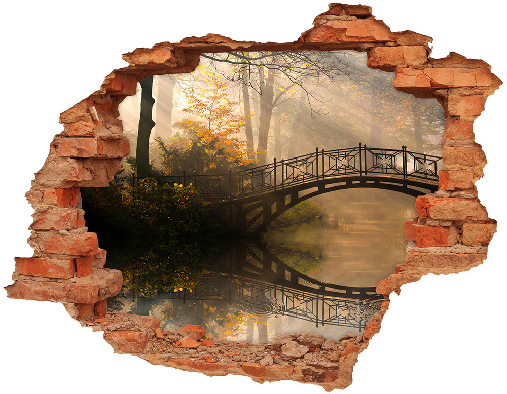 Autocollant mural trou Old bridge en automne brique