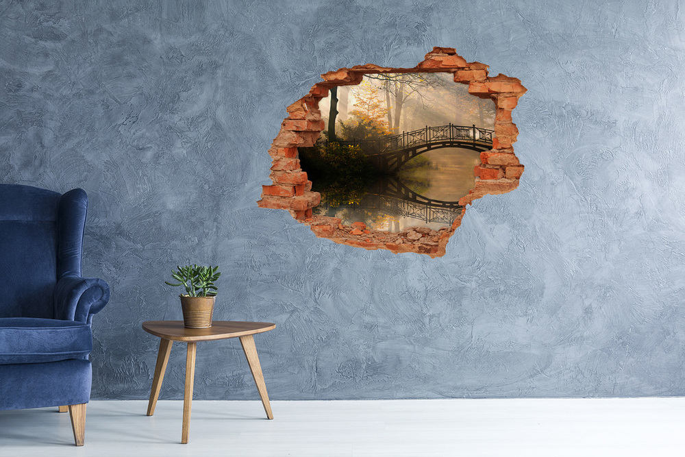 Autocollant mural trou Old bridge en automne brique