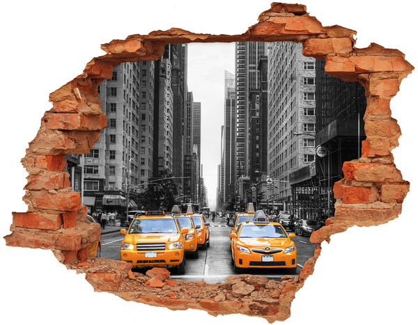 Autocollant mural trou Les taxis de New York dans le paysage urbain
