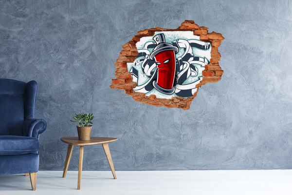 Autocollant mural trou Mug rouge avec graffiti