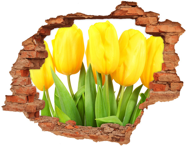 Autocollant à effet 3d trou Des tulipes dans un trou dans le mur