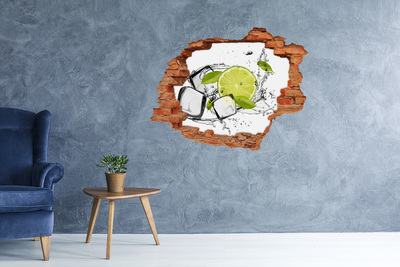 Sticker mural effet trou Glace brique