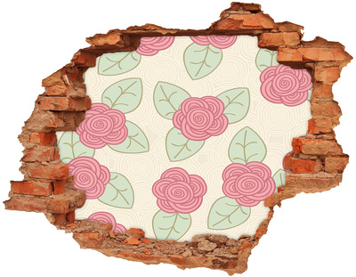 Sticker trou dans le mur Des roses plantes brique