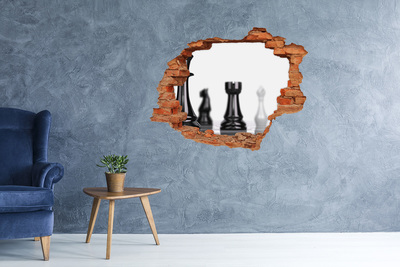 Autocollant mural trou Jouer aux échecs à travers un trou dans le mur