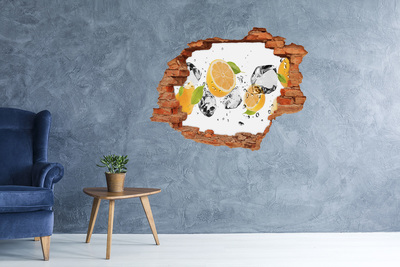Sticker trou dans le mur Explosion d'agrumes dans l'eau