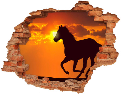 Sticker trou dans le mur Cheval au coucher du soleil