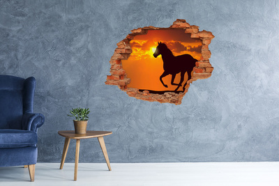 Sticker trou dans le mur Coucher de cheval brique