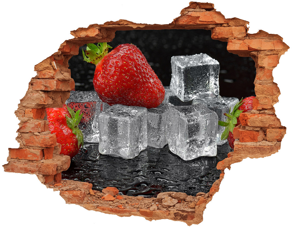 Sticker trou dans le mur Fraises de glace brique