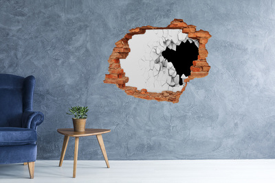 Sticker mural effet trou Un mur en ruine surplombant le vide