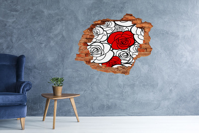 Autocollant mural trou Des roses plantes brique