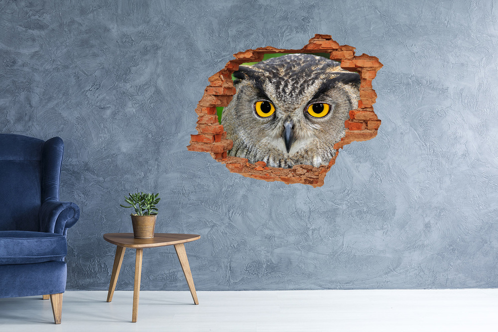 Sticker trou dans le mur Hibou brique