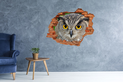 Sticker trou dans le mur Hibou brique