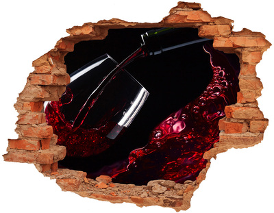 Autocollant à effet 3d trou Du vin rouge dans un mur brisé