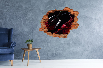 Autocollant à effet 3d trou Du vin rouge dans un mur brisé