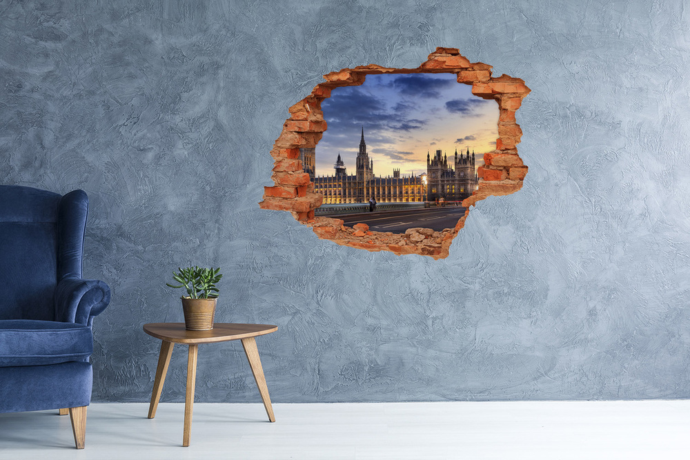 Autocollant mural trou Big Ben London brique